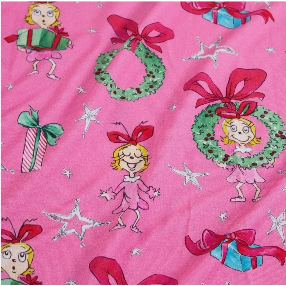 Posh Peanut 7/8 Dr. Seuss Grinch Pink Cindy Lou Who Pajama PJ Set NWT